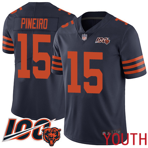 Chicago Bears Limited Navy Blue Youth Eddy Pineiro Jersey NFL Football #15 100th Season Rush Vapor Untouchable->youth nfl jersey->Youth Jersey
